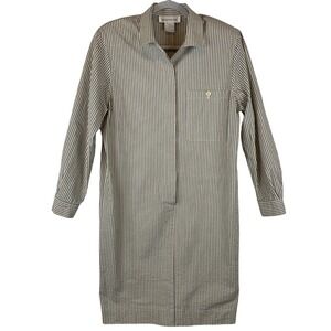 Jones New York Womens Grey White Striped Seersucker Cotton Shirt Dress Size 10